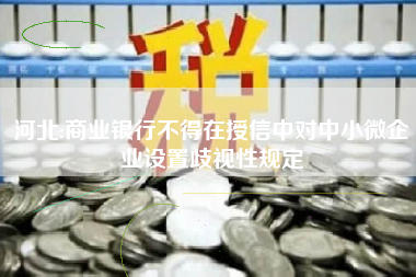 河北:商业银行不得在授信中对中小微企业设置歧视性规定